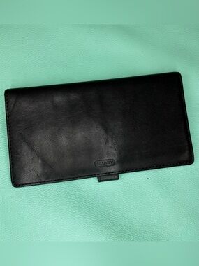 Coach Vintage Black Leather Checkbook Cover‎ Wallet